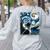 Boston Terrier Dog Art Van Gogh Starry Night Boston Terrier Women's Sweatshirt Back Print Ash