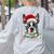 Boston Terrier Dog Santa Christmas Tree Lights Xmas Women's Sweatshirt Back Print Ash
