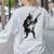 Boston Terrier Guitar Women's Sweatshirt Back Print Ash