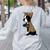 Boston Terrier Lover I Love Mom Tattoo Leopard Women's Sweatshirt Back Print Ash