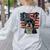 Boston Terrier Patriotic 4th Of July USA American Flag Women's Sweatshirt Back Print Ash