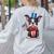 Boston Terrier Puppy Dog Holds His American Flag 4th Of July Women's Sweatshirt Back Print Ash