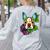 Boston Terrier In Red Day Of The Dead Sugar Skull Dog Women's Sweatshirt Back Print Ash
