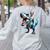 Boston Terrier Riding T-Rex Dinosaur Dog Lover Women's Sweatshirt Back Print Ash
