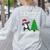 Boston Terrier Santa Hat Dabbing Around The Christmas Tree Women's Sweatshirt Back Print Ash