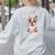 Brown Boston Terrier With Flowers And Feathers Women's Sweatshirt Back Print Ash