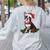 Cute Boston Terrier Dog Christmas Merry X-Mas Graphic Women's Sweatshirt Back Print Ash