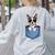 Cute Pocket Boston Terrier Lover Dog Mom Women's Sweatshirt Back Print Ash