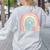 ESL Squad Teacher Crew Team Back To School English Rainbow Women's Sweatshirt Back Print Ash