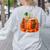 Fall Book Autumn Reading Teacher Halloween Pumpkin Season Women's Sweatshirt Back Print Ash