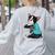 Father's Day Gift Dog Dad Boston Terrier i Love Dad Tattoo Women's Sweatshirt Back Print Ash