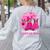 Ghost And Witch Boston Terrier Dog In October We Wear Pink Women's Sweatshirt Back Print Ash