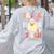 Groovy Teacher Halloween Retro Trick Or Teach Floral Ghost Women's Sweatshirt Back Print Ash