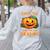 Halloween Teacher Librarian Pumpkin Reading Books Men Women Kids Women's Sweatshirt Back Print Ash