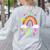 Happy 50th Days Of School Rainbow Teacher 50 Days Smarter Women's Sweatshirt Back Print Ash