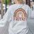 Happy Fri-Yay Friday Lovers Fun Teacher Leopard Rainbow Men Women Girls Kids Women's Sweatshirt Back Print Ash