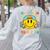 Happy To See Your Face Hippie Smile Back To School Teachers Women's Sweatshirt Back Print Ash