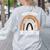 Montessori Teacher Halloween Boo Rainbow Leopard Halloween Women's Sweatshirt Back Print Ash