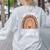 One Thankful Math Teacher Leopard Rainbow Thanksgiving Women's Sweatshirt Back Print Ash