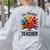 One Thankful Teacher Thanksgiving TurkeyCute Pencil Women's Sweatshirt Back Print Ash