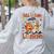 Retro Fall In Love With Learning Autumn Pumpkin Teacher Kids Women's Sweatshirt Back Print Ash