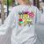 Retro First Grade Teacher Disco Ball Coquette Back To School Women's Sweatshirt Back Print Ash Retro First Grade Teacher Disco Ball Coquette Back To School Women's Sweatshirt Back Print Ash