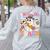 Retro Floral Ghost Trick Or Teach Groovy Teacher Halloween Women's Sweatshirt Back Print Ash Retro Floral Ghost Trick Or Teach Groovy Teacher Halloween Women's Sweatshirt Back Print Ash