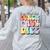 Soul Bleach Teacher Staff First Day Of School Last Hugs & High Fives Lunch Lady Vibes Blue Classic Fit Women's Sweatshirt Back Print Ash