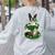 St Patrick's Day Leprechaun Boston Terrier Dog Shamrock For Men Women Kids Women's Sweatshirt Back Print Ash