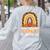 Teach Leopard Rainbow Cute Halloween Costume Teacher Women Women's Sweatshirt Back Print Ash