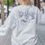 Teacher Blue Chinoiserie Coquette Bow Heart Teacher Life Women's Sweatshirt Back Print Ash