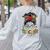 Teacher Life Messy Bun Glasses Leopard Sunflower Women's Sweatshirt Back Print Ash