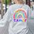 Tiny Human Tamer Watercolor Rainbow Daycare Teacher Women's Sweatshirt Back Print Ash Tiny Human Tamer Watercolor Rainbow Daycare Teacher Women's Sweatshirt Back Print Ash