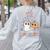 TK Boo Crew Retro Groovy Halloween Floral Ghost TK Teacher Men Women Kids Women's Sweatshirt Back Print Ash
