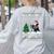 Ugly Christmas Tree Lights Xmas Santa Riding Boston Terrier Women's Sweatshirt Back Print Ash