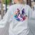 Watercolor Floral Boston Terrier Mama Dog Lover Mother's Day Women's Sweatshirt Back Print Ash