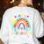 100th Day Of School Rainbow Happy 100 Days Smarter Teacher Women's Sweatshirt Back Print White 100th Day Of School Rainbow Happy 100 Days Smarter Teacher Women's Sweatshirt Back Print White