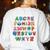 ABC Cute Monster Alphabet Halloween Teacher Costume Kids Women's Sweatshirt Back Print White