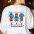 All American Teacher Pencil Coquette Bow USA Flag Teachers Women's Sweatshirt Back Print White