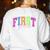 Back To School Neon Checkered First Grade Colorful Teacher Women's Sweatshirt Back Print White