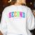 Back To School Neon Checkered Second Grade Colorful Teacher Women's Sweatshirt Back Print White