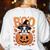 Boston Terrier Costume On Pumpkin Halloween Boston Terrier Women's Sweatshirt Back Print White