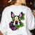Boston Terrier In Day Of The Dead Sugar Skull Dog Women's Sweatshirt Back Print White