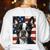 Boston Terrier Dog American Flag 4th Of July Patriotic Puppy Women's Sweatshirt Back Print White