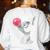 Boston Terrier Dog Blowing Chewing Bubble Gum Pink Women's Sweatshirt Back Print White