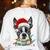 Boston Terrier Dog Santa Christmas Tree Lights Xmas Women's Sweatshirt Back Print White