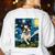 Boston Terrier Dog Starry Night Painting Women's Sweatshirt Back Print White