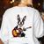 Boston Terrier Playing Guitar Boston Terrier Women's Sweatshirt Back Print White