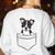 Boston Terrier In The Pocket Cute Pocket Boston Terrier Women's Sweatshirt Back Print White