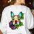 Boston Terrier In Red Day Of The Dead Sugar Skull Dog Women's Sweatshirt Back Print White